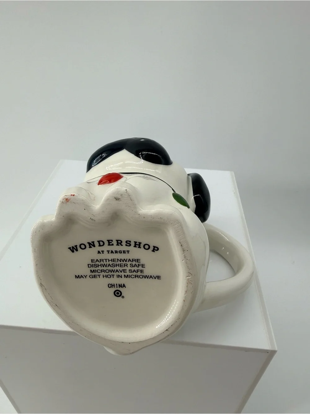Wondershop White and Black Pug Ceramic Pet Bowl